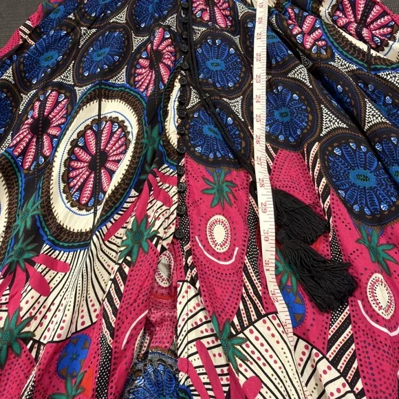 New Jaase Dress Size L Boheme Eternity Midi Multicolour Floral Rayon Full Button - Picture 6 of 6